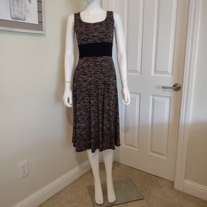 Perceptions Petite Black Browns Sleeveless Fit&Flare Midi Length Dress Sz6P EUC